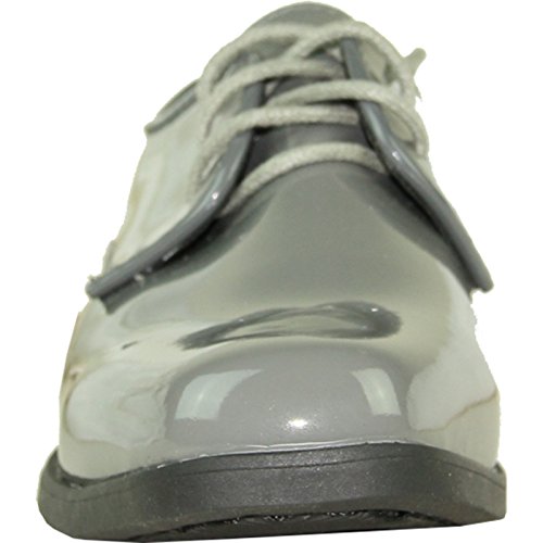 Vangelo Boy Dress Shoe Tux-1 Oxford Tuxedo Shoe For Prom, Uniform, Prom And Formal Events Grey Patent Size Toddler 10K #TOP6