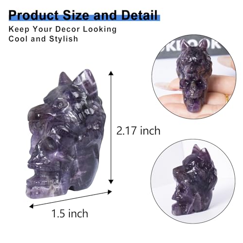 Figura Decorativa Calavera de Cristal con Cabeza de Lobo miniatura 2