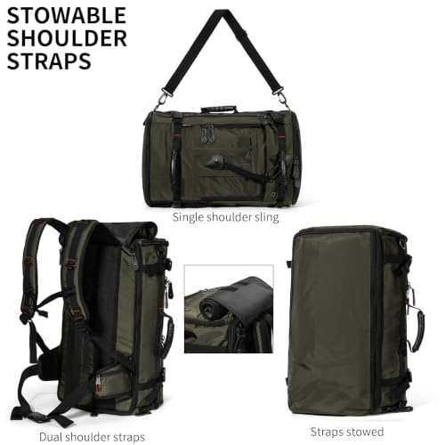 Image of YOUMIAN Large Capacity For Travel Hiking Sports Carry On Backpack Durable Convertible Duffle Bag Laptop airplane (Olive Green Checkered, 60L-Large DualMainOpening)