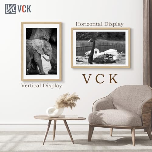Image of VCK 24x36 Poster Frame Solid Wood Natural 3 Pack Picture Frames 24 x 36 Inches with Wall Mounting Hanging