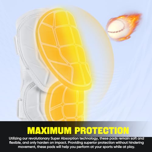 Rawxy Hitters Baseball Softball Batters Elbow Guard (White, Youth)