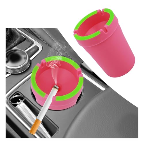 Image of Car Ashtrays for Cup Holder Smell Proof,Multi-Functional Smokeless Ashtray for Car Storing Cigarettes,Rubbish,Ashtray with Lid Smell Proof for Most Vehicles (Pink)