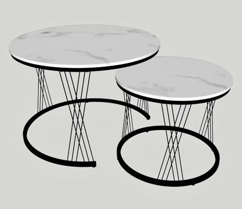 AT-VALY 27.5 Inch Round Nesting Coffee Table Set of 2,