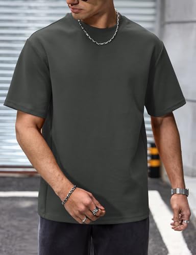 Image of Herberton Mens Oversized T-Shirts Heavyweight Cotton Stretch Fashion Thick Tee Tops (S-3XL)