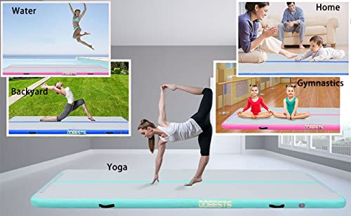 Dobests Inflatable Gymnastics Mat 13 Ft Air Track Tumbling Mat 4 Inch Thick Gymnastics Tumble Track Air Mat For Home Kids Training/Yoga/ Water/Cheerleading/ Dance,Electric Air Pump/Repair Kit/ Carry Bag Equipped（4M, Green) #TOP4