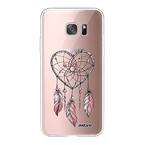 Evetane 90768 - Carcasa para Samsung Galaxy S7 Edge 360 (Parte Delantera Trasera, Resistente, protección sólida, Funda Transparente, atrapasueños con Corazones, diseño de Tendencia 90768) Cover