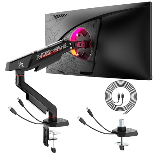 Brazo de monitor de 40 pulgadas soporte resistente con abrazadera en C para pantalla curva