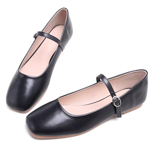 Image of LUXINYU Women's Slip on Flats,Classy Round Toe Solid Classic Mary Jane Ballet Dance Shoes Soft Comfortable PU Flat Shoes