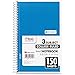 Mead, 06900, Spiral Notebook, 3 Subjects, Medium/College Rule, Assorted Color Covers, 9.5 x 5.5, 150 Sheets, Sold As 1 Notebook