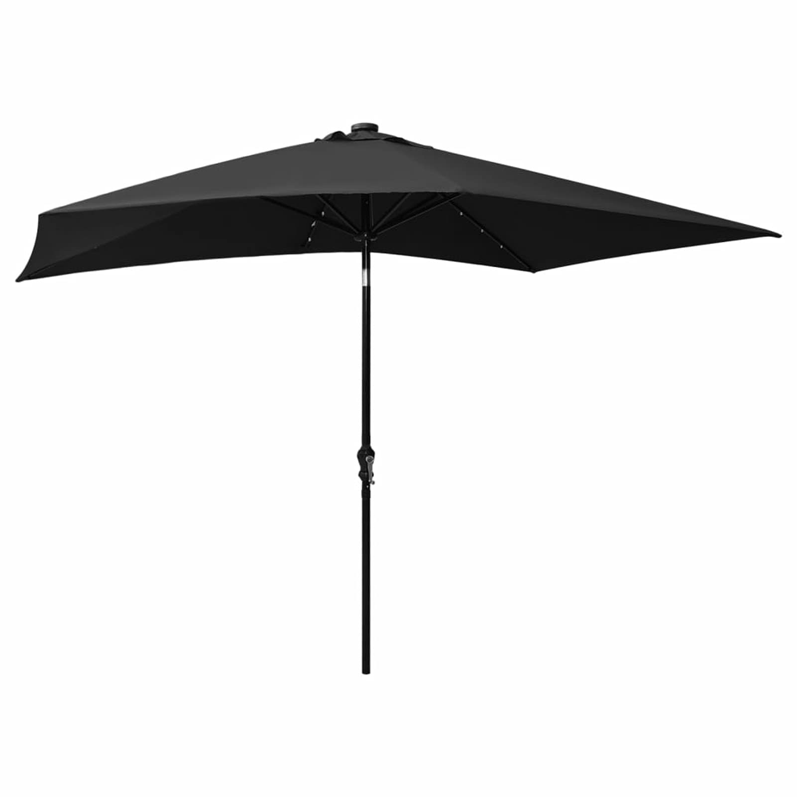 Homgoday Sombrilla de jardín con LED y Palo de Acero Negro 2x3 m Sombrilla Terraza Exterior, Sombrilla Jardín Grande Orientable Jardín Parasol Balcón