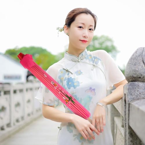 Sombrilla asiática de seda clásica SHOWERORO parasol rosa ligero de danza bodas 4