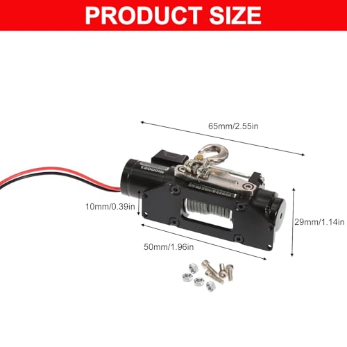 Winche eléctrico remoto para vehículos 1/10 y 1/8 escala miniatura 7