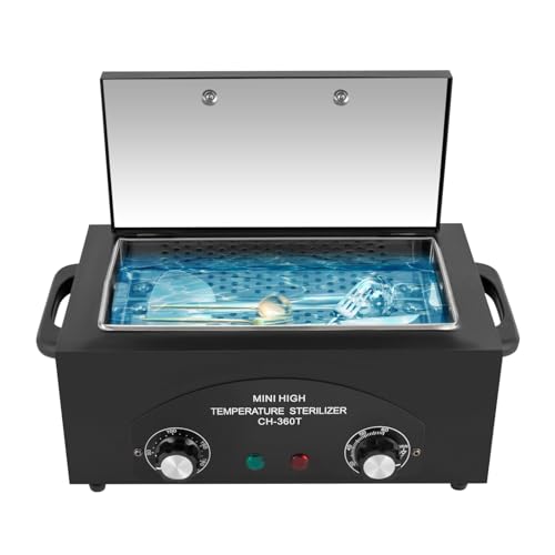 Esterilizador de aire caliente, 300W 1.5L Esterilizador, 50 220°C Desinfección por esterilizador de aire caliente con temporizador y indicador luminoso para peluquería (negro)