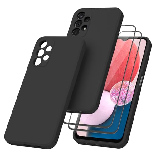 Oumida Coque pour Samsung Galaxy A13 4G avec 2 Verre Trempé écran Protecteur, Coque en Silicone Liquide Ultra Fine de Protection Antichoc pour Samsung Galaxy A13 4G