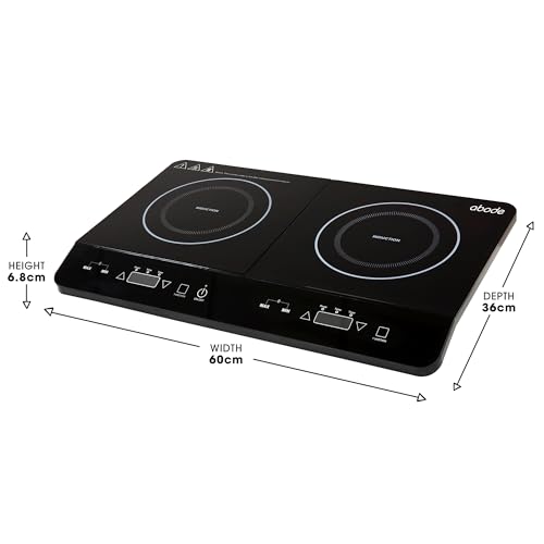 Abode Double Induction Hob Portable Digital Touch Control 2800W Double Electric Hob with 2 Cooking Zones, Plug In & Go, 10 Heat Settings 3 Hour Timer Black, Child Safety Lock AINDH2003 - Image 3