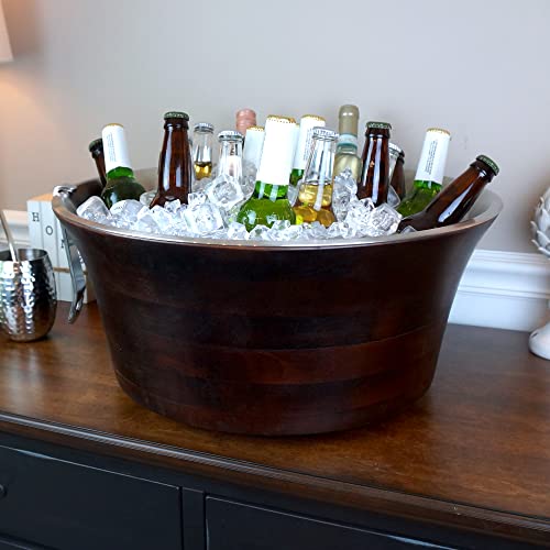 Massive 7.5-Gallon Insulated Mango Wooden Luxury Beverage Tub & Party Wine Cooler Ice Bucket For Drinks, Internal Stainless Steel Leak-Proof Interior #TOP3