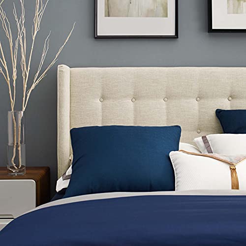 Modway Hadley Tufted Upholstered Wingback Queen Platform Bed In Beige #TOP7