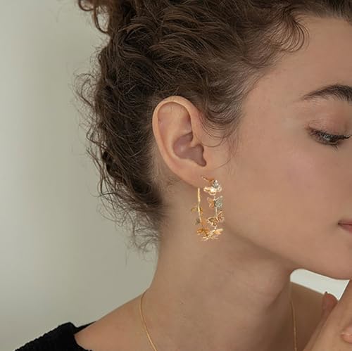 Butterfly Hoop Earrings for Women 925 Sterling Silver Post Stud Large Big Huggie Hoops Dangle Drop Exaggerated Butterflies Statement Fashion Y2K Mother's Day Christmas Jewelry3