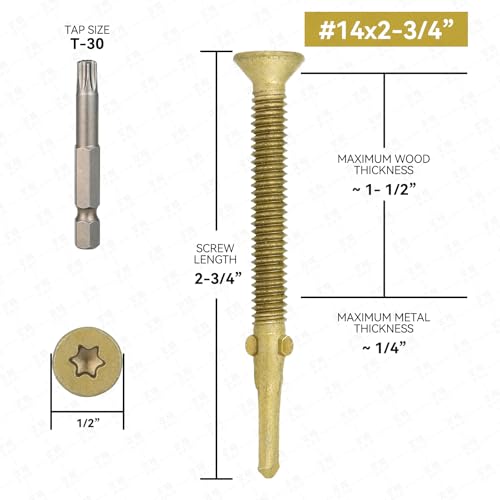 185PCS 14 x 2-3/4 Tornillos Autoperforantes para Deck con Cabeza Torx T30 miniatura 4