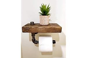 Industrial Rustic Toilet Paper Holder with Farmhouse Wall Shelf