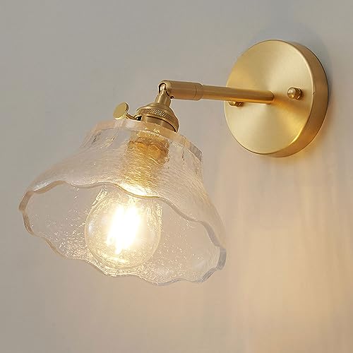 Lámpara de pared moderna de cristal transparente, lámpara de pared ajustable con interruptor giratorio, lámpara de pared elegante vintage. (B)
