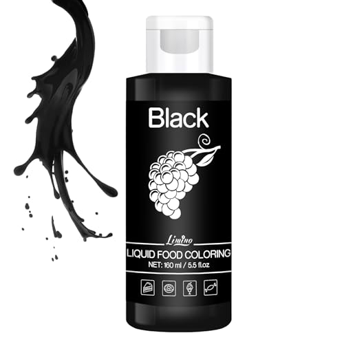 Food Coloring - Vivid Food Coloring for Baking, Cake Decorating, Cookie, Fondant, Macaron - Liquid Tasteless Food Color Dye for Airbrush, DIY Slime Making and Crafts - 6 fl.oz / 160ml (Black)