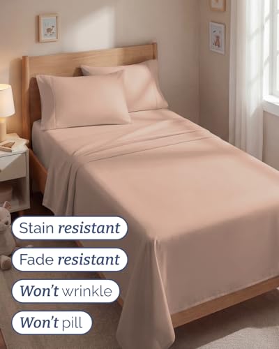 Image of Twin 4 Piece Bed Sheet Set - Comfy, Breathable & Cooling Sheets - Mauve | Ultra Soft Hotel Luxury Bedding Set with 8-16 Inch Deep Pockets, 1 Flat & 1 Fitted Sheet & 2 Pillowcases, Wrinkle & Fade Free