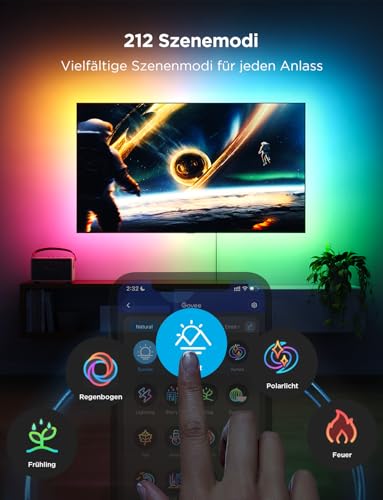 Govee LED TV Hintergrundbeleuchtung 2,4 M, RGBIC LED Strip für 40-50 Zoll Fernseher, Intelligente Streifen mit Bluetooth & WLAN Steuerung, Funktioniert mit Alexa & Google Assistant, Musiksync 6