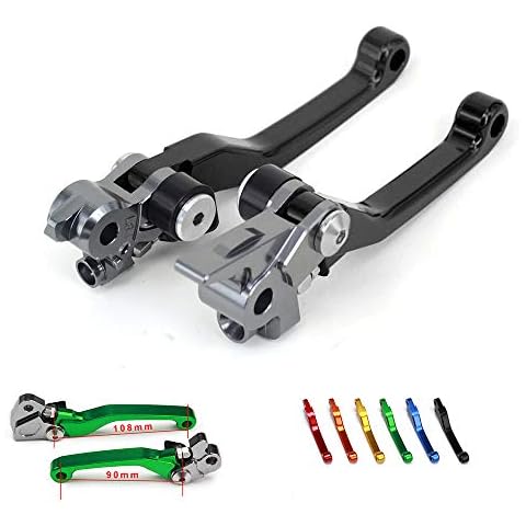 YSMOTO Dirt Bike Levers Billet Pivot Foldable Clutch Brake Lever for KX65 00-20 KX85 KX100 01-20 KX125 00-05 KX250 00-04 KX250F 04 2004 Black Cover