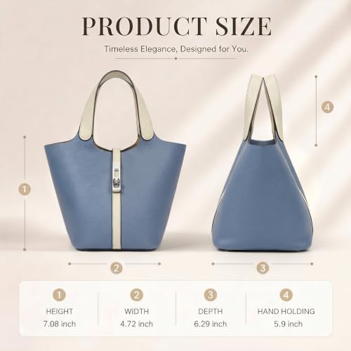 Image of Tote Bag for Women Vegan Leather Bucket Purse for Women Top Handle Handbag Shoulder Bag with Detachable Small Purse