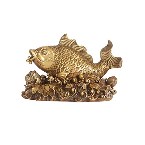 Statue Arowana en Bronze Feng Shui : Poisson de Fortune pour Décoration Maison
