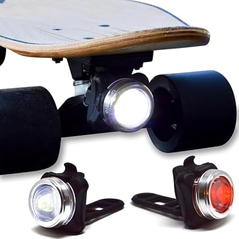 OPTIKS-210 V2 Skateboard Light USB Rechargeable Safety Longboard Front & Rear LED Headlight & Taillight for Skateboards with Standard Trucks Cover