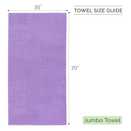 Image of Elegant Comfort 100% Turkish Cotton 4 Lines Viscose Stripe Jumbo Bath Towel - Hotel Spa Quality Extra Large 35 x 70 Inch Bath Towel Ultra Soft, Super Absorbent Quick Dry Large Bath Towel, Lilac