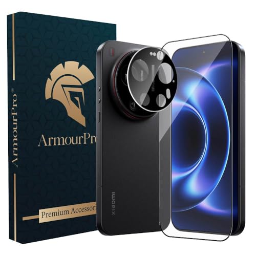 Image of ArmourPro Tempered Glass and Black Camera Lens Protector for Xiaomi 17 Ultra, Edge to Edge Screen Guard, Anti-Bubble, Scratch Resistant, HD Clear, Anti-Fingerprint, Installation Kit | Black