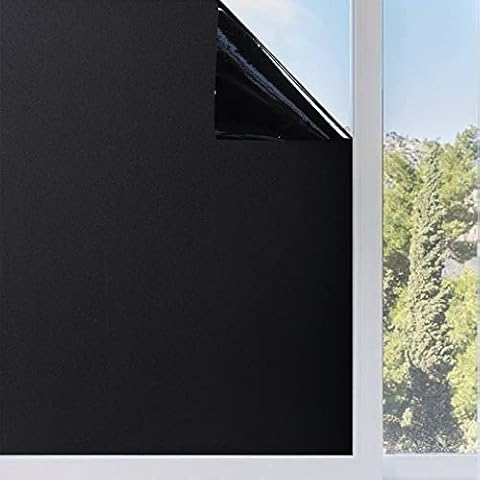 Funfox Fensterfolie Schwarz Verdunkelungsfolie Blickdicht Fenster Sonnenschutz Milchglasfolie Selbstklebend Anti-UV Statische Folie Milchglas Cover