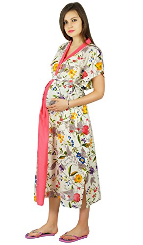 Bimba Cotton Delivery Gown, Nursing Moms Kaftan With Belt & To Be Moms Gift Off-White #TOP18