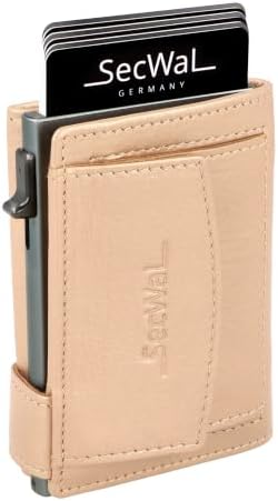 SecWal Kartenetui mit Münzfach Druckknopf inkl. Geschenkbox - Made in Germany - Echtleder Mini Geldbörse inkl. E-Book für Damen und Herren - RFID Schutz Portemonnaie Leder
