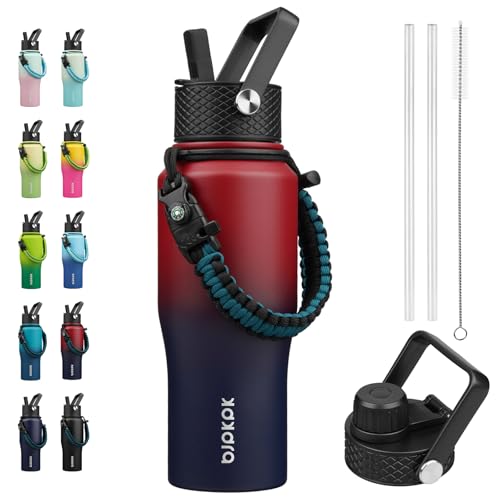 Image of BJPKPK 23oz Insulated Water Bottle with Straw Lid, Stainless Steel Bottle