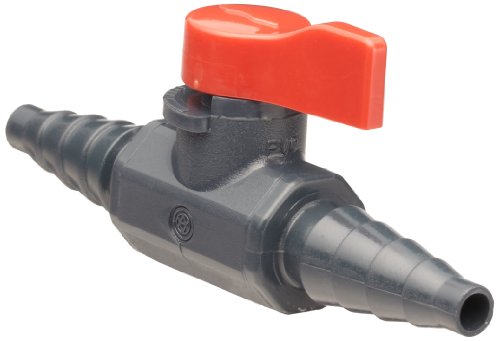 Asahi America 1079002 Labcock PVC Ball Valve, Inline, Unibody, Lever, 3/8