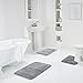 Walensee Shaggy 2 Piece Bath Rug Sets (Grey) 20 x 24 Non Slip, U Shape Contour Rug & 20 x 32, Machine Wash/Dry Plush Absorbent Bath Mats for Bathroom