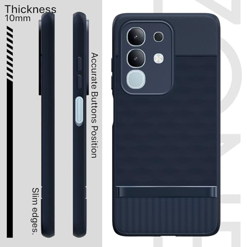 Image of Pikkme Back Cover for Vivo T4x 5G / iQoo Z10x 5G / Vivo Y31 Pro 5G Camera Protection 3D Hexa Cube Design Silicone Protective Bumper Case (Blue)