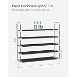 SONGMICS 5-Tier Shoe Rack, Shoe Storage for Hallway Closet, Slim and Space-Saving, Metal Frame, Non-Woven Fabric Shelves, Black ULSH55H - Image 2