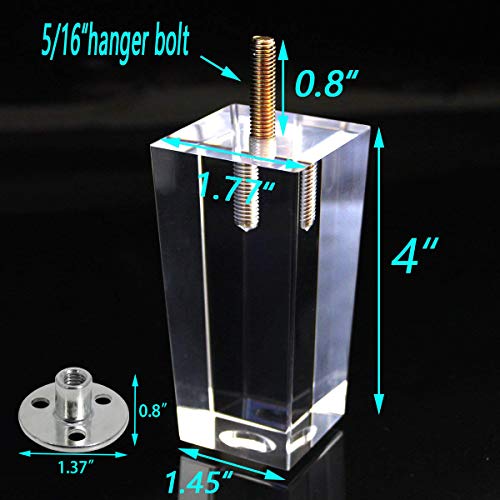 Aoryvic 4 Inch Pyramid Acrylic Furniture Diy Legs Clear Glass Bookcase Feet For Coffee Table End Tables Sideboard Buffets Footstool Cabinet Bed Pack Of 4 #TOP2