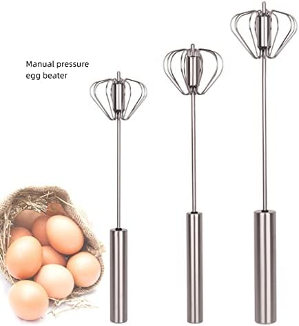 Stainless Steel Semi-Automatic Egg Beater Hand Pressure Rotary Egg Beater Household Kitchen Manual Egg Mixer
