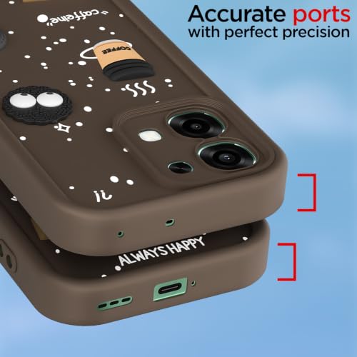 Image of Pikkme Back Cover for Oppo F31 5G / Oppo F33 5G | 3D Bear Silicone Cute & Fun Coffee Cartoon | Full Body Protection Bumper Case (Brown)