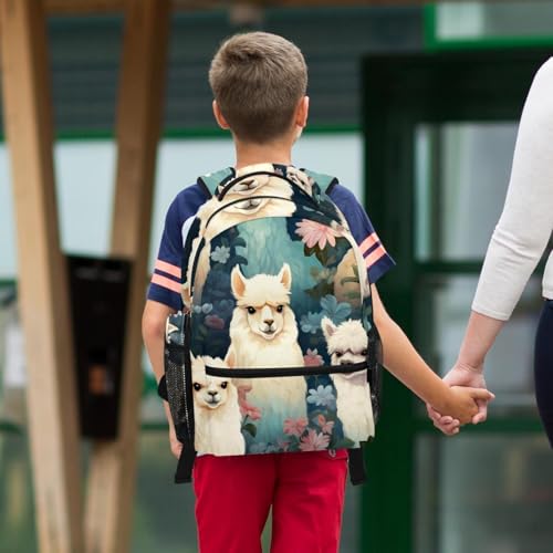 Sac à dos alpaga fleurs idéal pour le collège et lycée