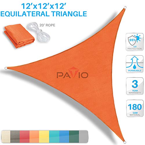 Patio Paradise 12' x 12' x 12' Orange Sun Shade Sail Triangle Canopy