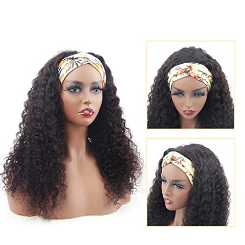 Image of ISEE Headband Wig Human Hair Glueless Water Wave Curly Wig for Women 20Inch