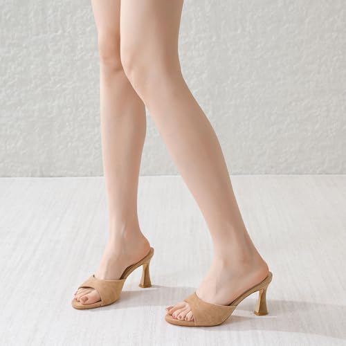 Image of Susanny High Heels for Women Pointed Open Toe Strappy Chunky Block Heels Ankle Strap Stiletto Kitten Heeled Sandals Wedding Bridal Party Prom Sexy Dress Shoes