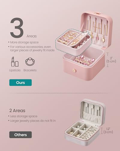 Boîte à bijoux portable rose gelée pour rangement de boucles d'oreilles et petits accessoires - 5